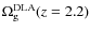 $\ensuremath{\Omega_{\rm g}^{\rm DLA}} (z=2.2)$