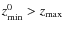 $\ensuremath{z_{\rm min}} ^0>\ensuremath{z_{\rm max}} $