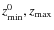 $\ensuremath{z_{\rm min}^0} ,\ensuremath{z_{\rm max}} $
