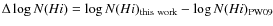 $\Delta \log N(H {\sc i})=\log N(H {\sc i})_{\rm this~work} - \log N(H {\sc i})_{\rm PW09}$