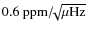 $0.6~ \rm {ppm/\!\!\sqrt{\mu \rm {Hz}}}$
