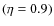 $(\eta = 0.9)$