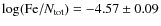 $\log ({\rm Fe}/N_{\rm tot}) = -4.57 \pm0.09$