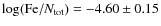 $\log ({\rm Fe}/N_{\rm tot})=-4.60 \pm 0.15$