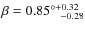 $\beta = 0.85^{\circ+0.32}_{~~~-0.28}$