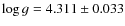 $\log g = 4.311 \pm 0.033$