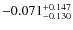 $\rm -0.071^{+0.147} _{-0.130}$