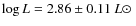 $\log L=2.86 \pm 0.11 ~ L\hbox{$\odot$ }$