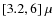 $[3.2, 6]~\mu$