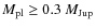 $M_{\rm pl}\geq 0.3~M_{\rm\rm Jup}$