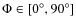 $\Phi \in [0^{\circ}, 90^{\circ}]$