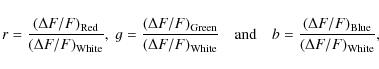 \begin{displaymath}r = \frac{ (\Delta F / F)_{\rm Red}}{ (\Delta F / F)_{\rm Whi...
...rac{ (\Delta F / F)_{\rm Blue}}{ (\Delta F / F)_{\rm White}},
\end{displaymath}
