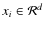 $x_i\in{\cal R}^d$