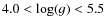 $4.0 < \log(g) < 5.5$
