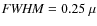 ${\it FWHM}=0.25~\mu$