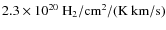 $2.3\times 10^{20}~\rm H_2/\rm cm^2/(K~km/s)$