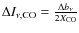 $\Delta I_{\nu,\rm CO}=
\frac{\Delta b_{\nu}}{2X_{\rm CO}}$