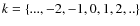 $k=\{...,-2,-1,0,1,2,..\}$
