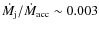 $\dot M_{\rm j}/\dot M_{\rm acc} \sim 0.003$