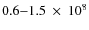 $0.6{-}1.5~\times~10^{8}$