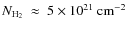 $N_{{\rm H_{2}}}~\approx~5\times10^{21}~{\rm cm^{-2}}$