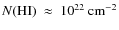 $N({\rm HI})~\approx~10^{22}~{\rm cm^{-2}}$