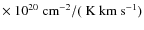 $\times~10^{20}~{\rm cm^{-2}}/(~{\rm {K~km~s^{-1}}})$