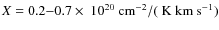 $X = 0.2{-}0.7 \times~10^{20}~{\rm cm^{-2}}/(~{\rm {K~km~s^{-1}}})$