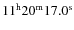 $11^{\rm h}20^{\rm m}17.0^{\rm s}$