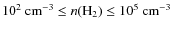$10^{2} ~{\rm cm^{-3}}\leq
n({\rm H_{2}}) \leq 10^{5} ~{\rm cm^{-3}}$