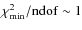 $\chi^2_{\rm min} / {\rm ndof} \sim 1$