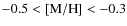 $-0.5 < [{\rm M/H}] < -0.3$
