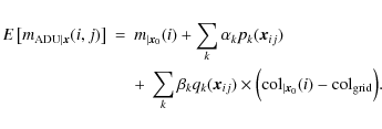 \begin{eqnarray*}E \left [ m_{{\rm ADU}\vert{\vec x}}(i,j) \right ] &=& m_{\vert...
...igl({\rm col}_{\vert{\vec x}_0}(i) - {\rm col}_{\rm grid}\Bigr).
\end{eqnarray*}