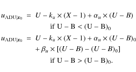 \begin{eqnarray*}u_{{\rm ADU}\vert{\vec x}_0} &=& U - k_u \times (X-1) + \alpha_...
...[(U-B) - (U-B)_0\right] \\
& & \qquad {\rm if\ U-B > (U-B)_0}.
\end{eqnarray*}