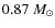 $0.87~M_{\odot}$