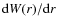 ${\rm d}W(r)/{\rm d}r$