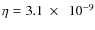 $\eta = 3.1~\times~~10^{-9}$