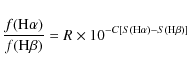\begin{displaymath}
\frac{f({\rm H}\alpha)}{f({\rm H}\beta)} = R \times 10^{- C [S({\rm H}\alpha) - S({\rm H}\beta)]}
\end{displaymath}