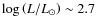 $\log\left(L/L_{\odot}\right)\sim2.7$