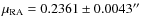 $\mu_{\rm RA} = 0.2361\pm0.0043\hbox{$^{\prime\prime}$ }$