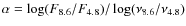 $\alpha=\log(F_{8.6}/F_{4.8}) / \log(\nu_{8.6} / \nu_{4.8})$