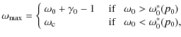 $\displaystyle \omega_{\rm max} = \left\{ \begin{array}{ll}
\omega_0+\gamma_0-1 ...
...
\omega_{\rm c} & ~~~{\rm if }~~~\omega_0 < \omega_0^*(p_0), \end{array}\right.$