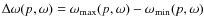 $\Delta\omega(p,\omega)=\omega_{\rm {max}}(p,\omega)-\omega_{\rm {min}}(p,\omega)$