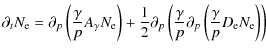 $\displaystyle \partial_t N_{\rm e} = \partial_p \left(\frac{\gamma}{p} A_\gamma...
...{\gamma}{p} \partial_p \left(\frac{\gamma}{p} D_{\rm e} N_{\rm e}\right)\right)$