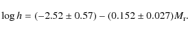\begin{displaymath}\log h=(-2.52 \pm 0.57) - (0.152 \pm 0.027) M_{\rm r}.
\end{displaymath}