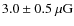 $3.0\pm0.5~\mu \rm
G$