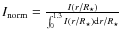 $I_{\rm {norm}}=\frac{I\left(r/R_\star\right)}{\int_0^{1.3} I\left(r/R_\star\right) {\rm d}r/R_\star}$