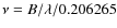 $\nu=B/\lambda/0.206265$