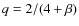 $q=2/(4+\beta)$