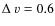 $\Delta~v=0.6$